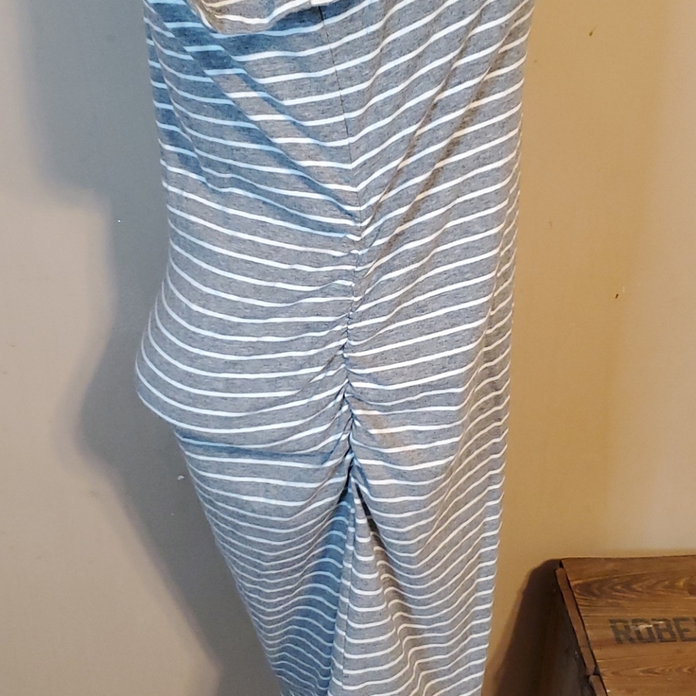 Great Expectations grey & white striped dress Large 12/14 - Picture 4 of 13